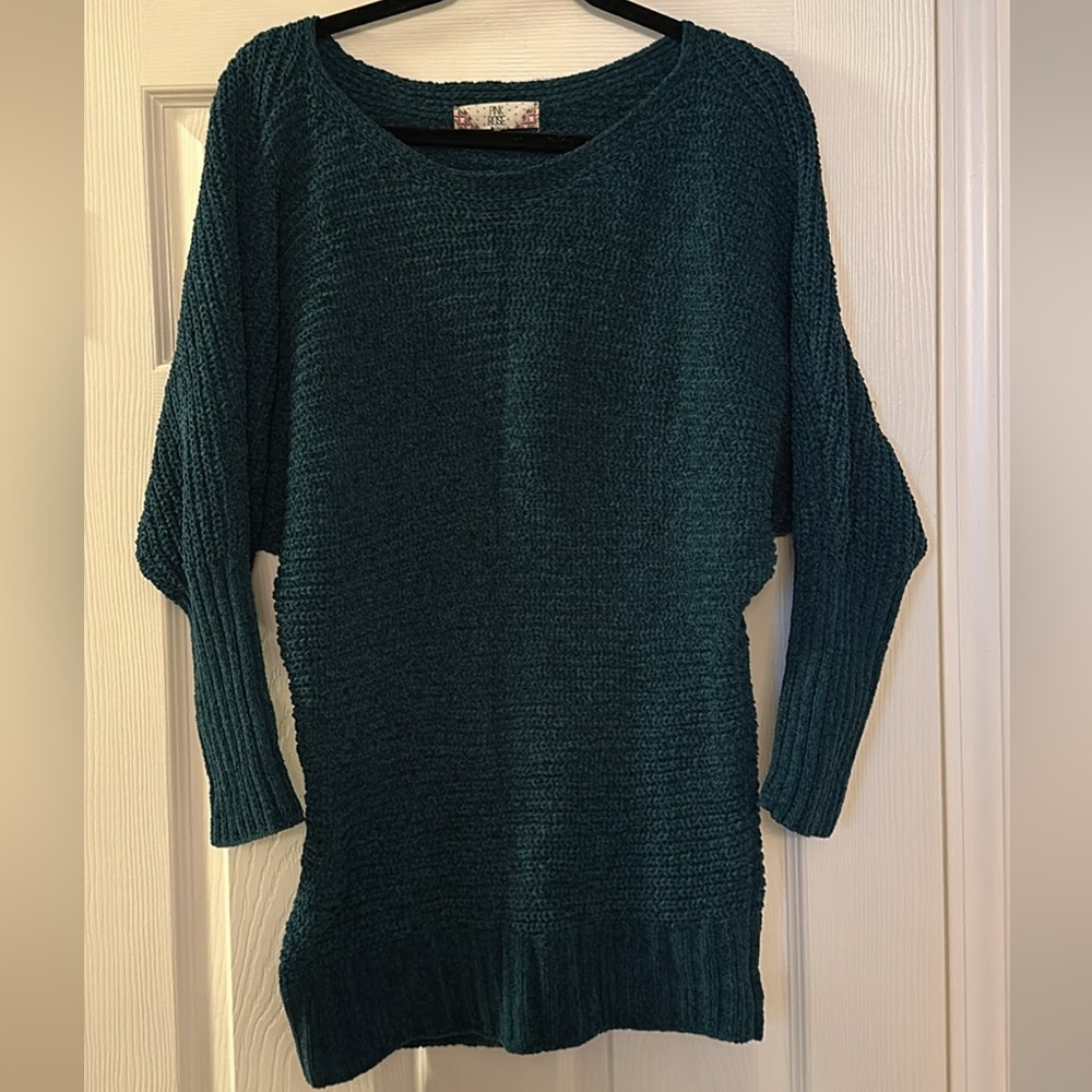 Pink Rose Deep Teal Crew Neck Sweater